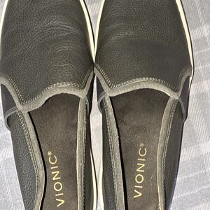 Vionic Black Slip-On Loafers with Subtle Texture